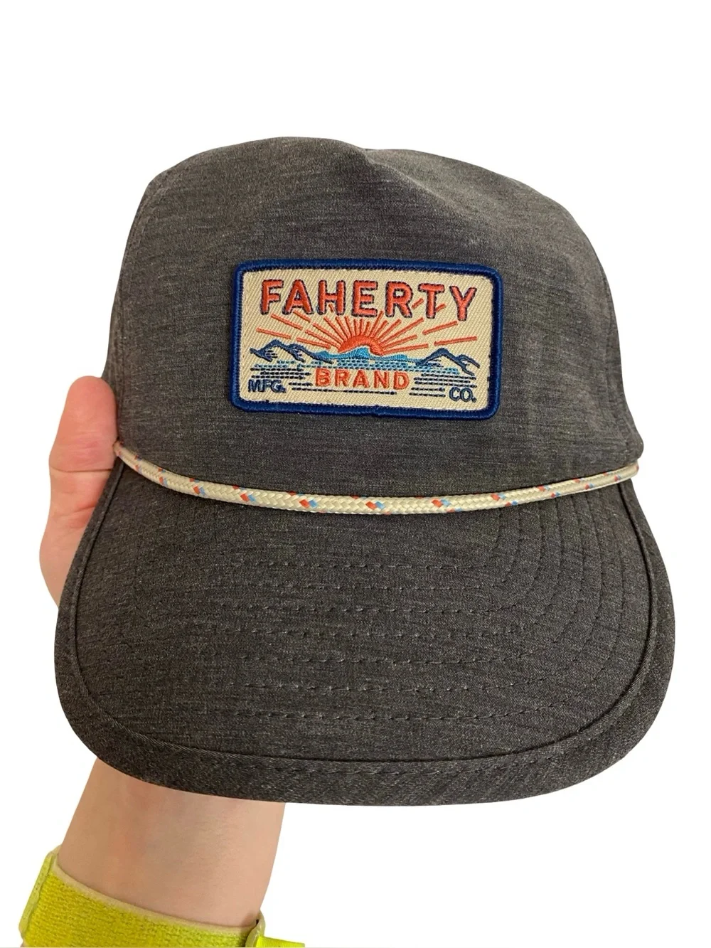 Faherty All Day Corded Hat Unisex One Size Adjustable Charcoal Grey Vintage Logo